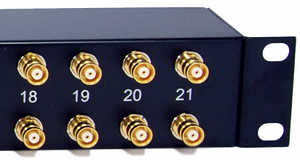 [Photo of 21 E1 Balun Panel with 1.6/5.6 coax connectors]
