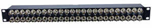 [Photo of 24 E1 Balun Panel with BNC coax connectors]