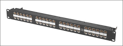 24 Port Category 5e, Shielded RJ45 Through Coupler 1 U Patch Panel