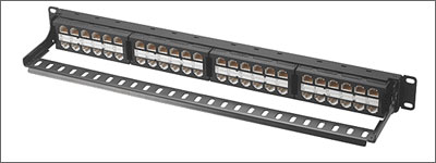 24 Port Category 5e, Shielded RJ45 Through Coupler 1 U Patch Panel