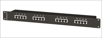16 Port Shielded RJ45 to Telco Through Coupler Panel