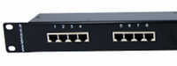 [Photo of 16 Port Shielded RJ45 to Telco Through Coupler Panel]